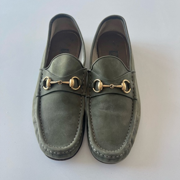 Gucci 1953 Khaki Green Nubuck Loafers - 9.5 - Picture 2 of 4